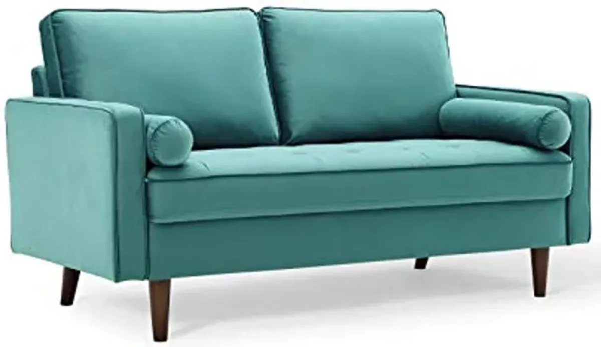 Modway Valour Performance Velvet Loveseat, Teal Valour Performance Velvet Loveseat