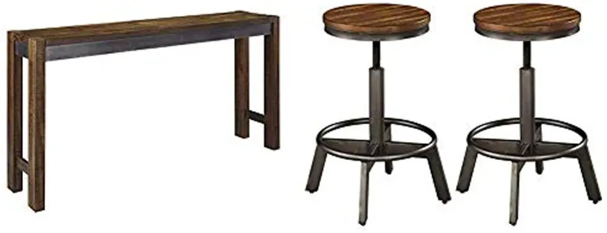 Ashley Furniture Signature Design - Torjin Counter Height Dining Room Table - Two-Tone Brown & Signature Design by Ashley - Torjin Stool - Set of 2 - Industrial Style - Two-Tone Brown/Gray