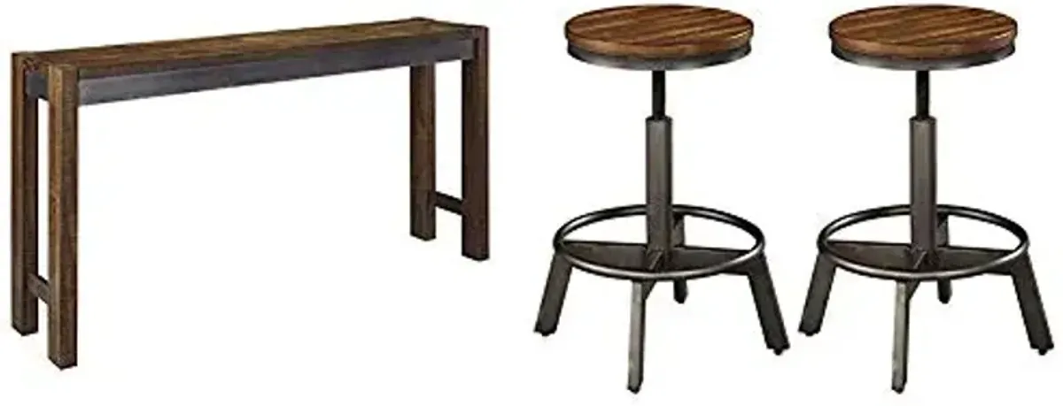 Ashley Furniture Signature Design - Torjin Counter Height Dining Room Table - Two-Tone Brown & Signature Design by Ashley - Torjin Stool - Set of 2 - Industrial Style - Two-Tone Brown/Gray