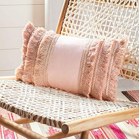 Safavieh Grema 12 x 20-inch Pink Bohemian Decorative Throw Pillow, 12"x22"