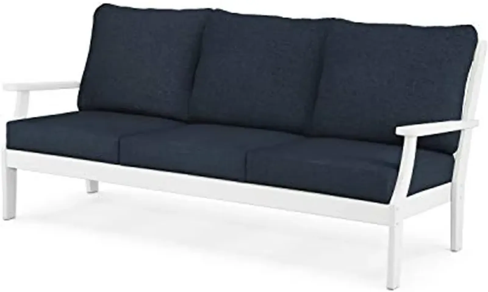 POLYWOOD® Braxton Sofa, White/Marine Indigo