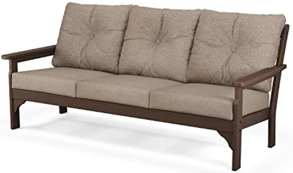 Vineyard Deep Seating Sofa (Mahogany/Spiced Burlap)