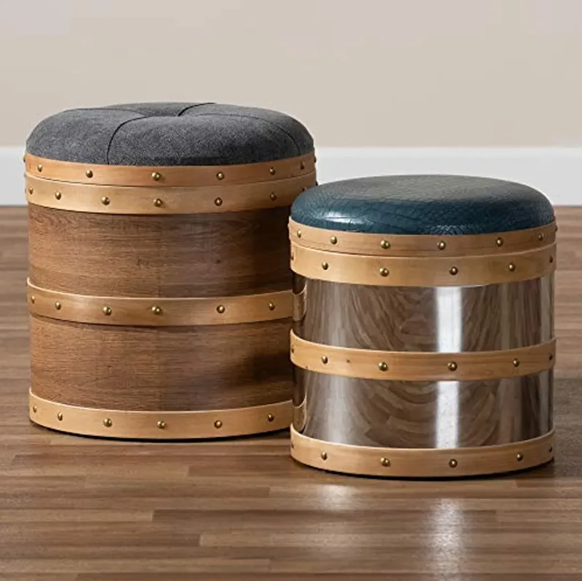 Baxton Studio Ottomans, Brown/Mirrored