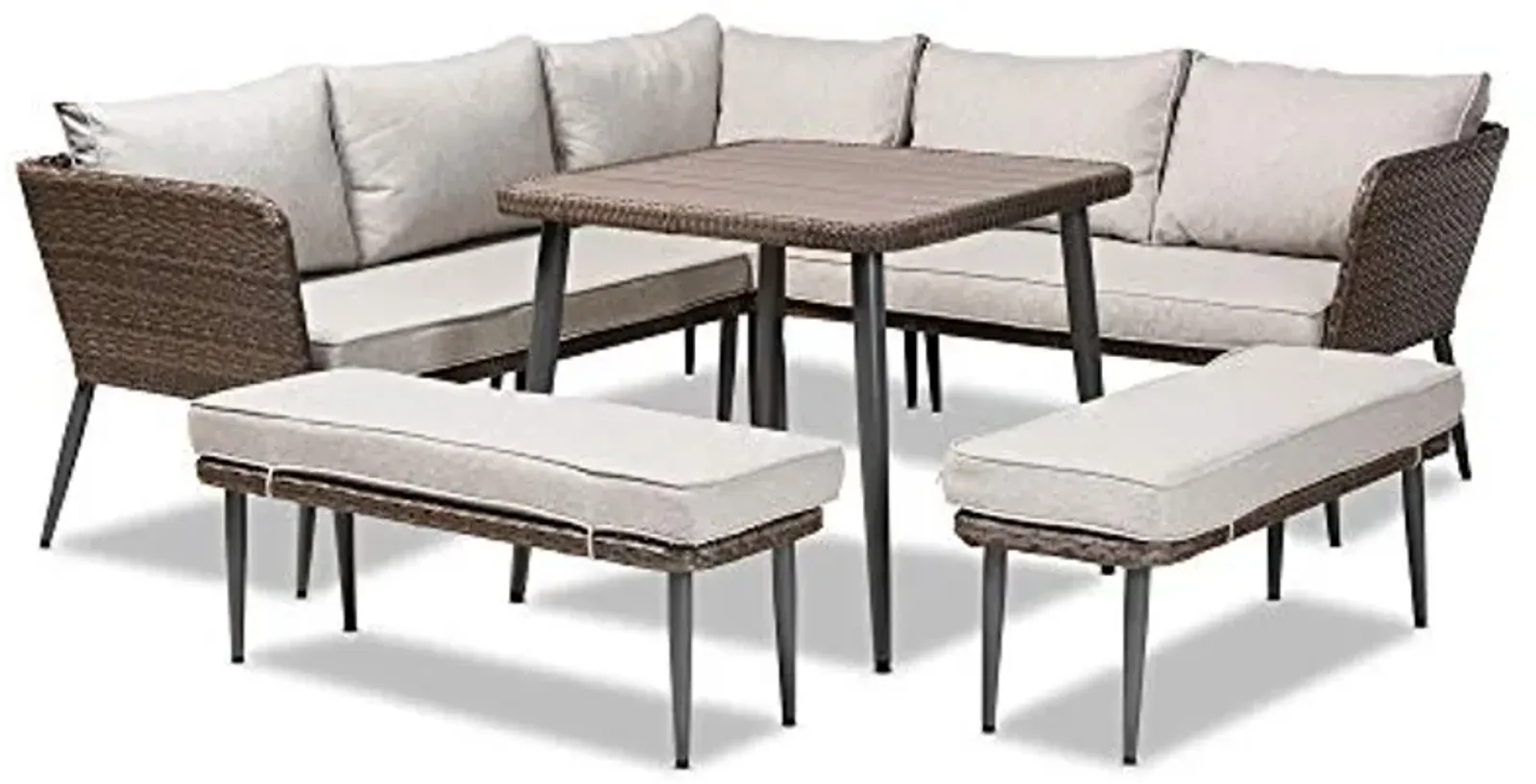 Baxton Studio Patio Sets, Light Grey/Brown/Dark Grey