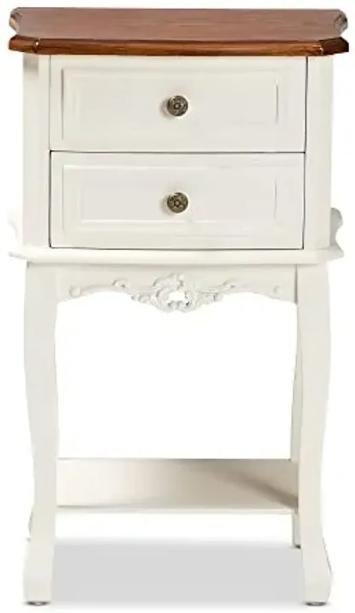 Baxton Studio Nightstands, White/Cherry Brown