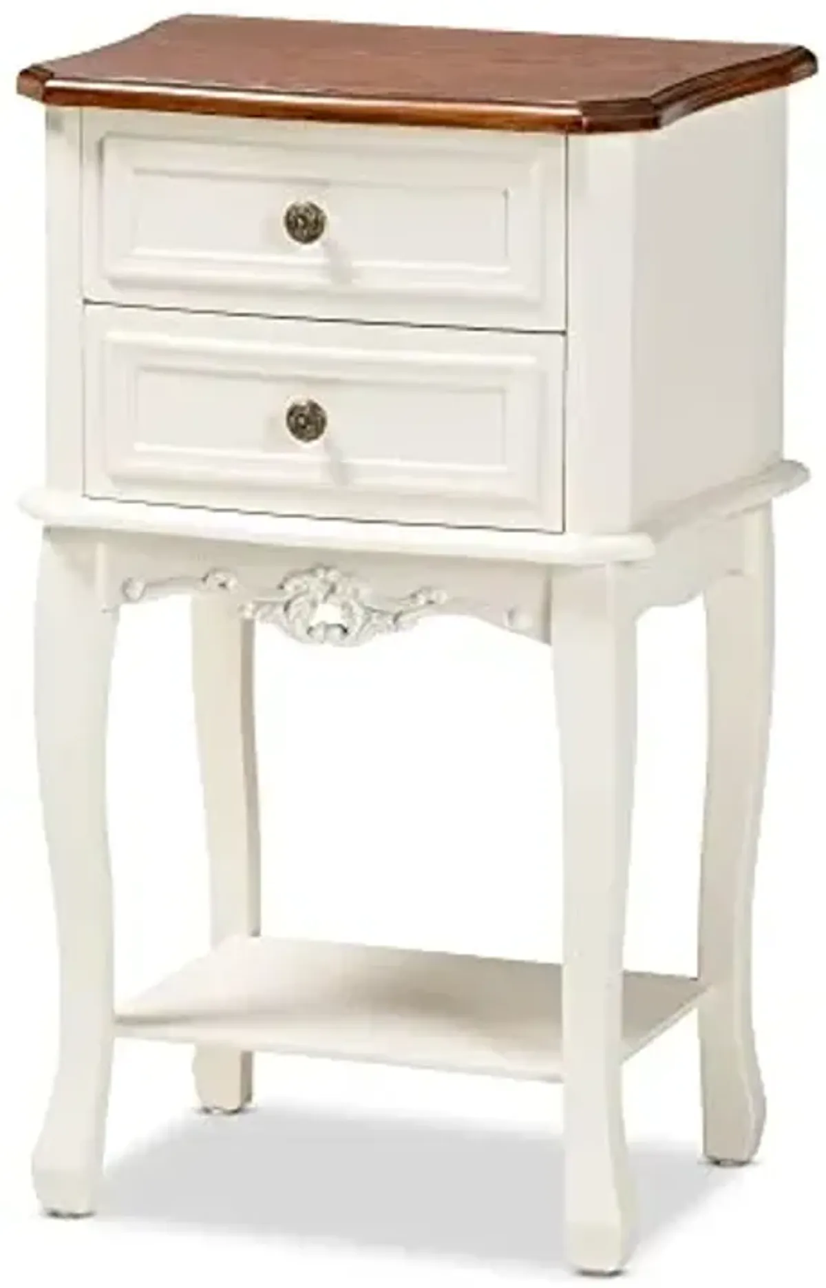 Baxton Studio Nightstands, White/Cherry Brown