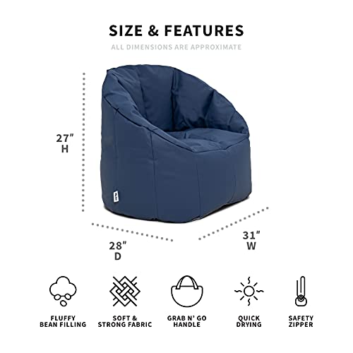 Big Joe Milano Outdoor Bean Bag Chair, Navy Marine Vinyl, 2.5ft