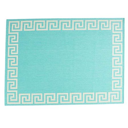 Christopher Knight Home Alamo Outdoor Area Rug, 5'3"x 7', Teal and Ivory