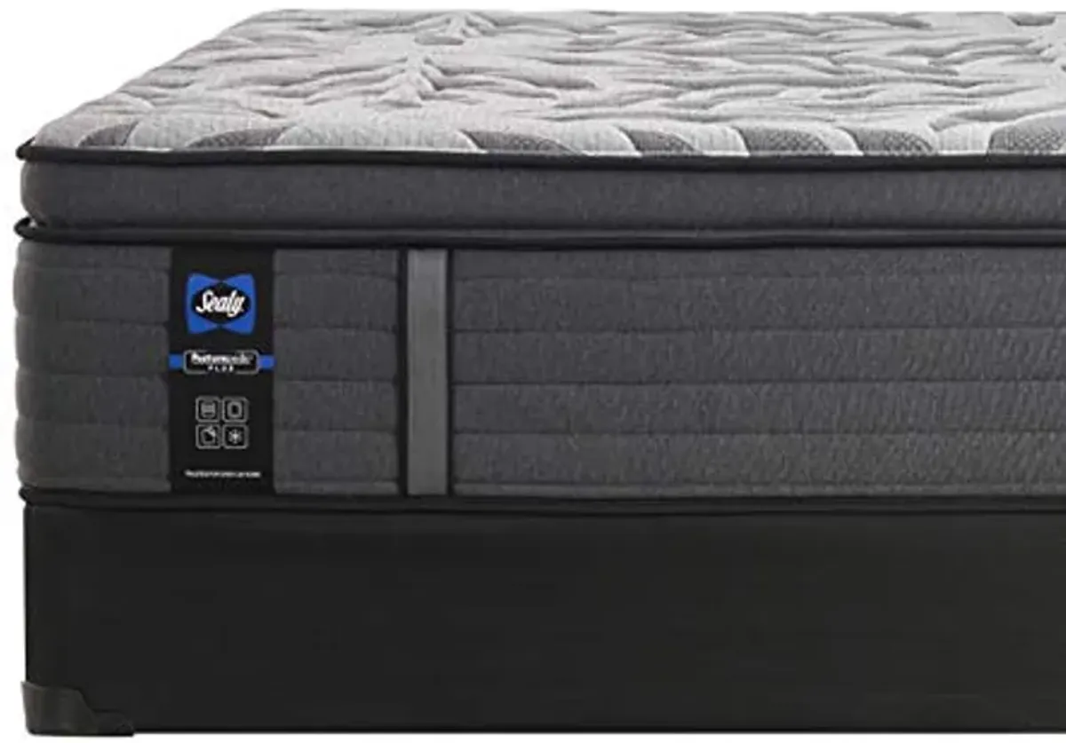 Sealy Posturepedic Plus, Euro Pillow Top 14 Medium Mattress with Surface-Guard and 9-Inch Foundation, California King, Grey