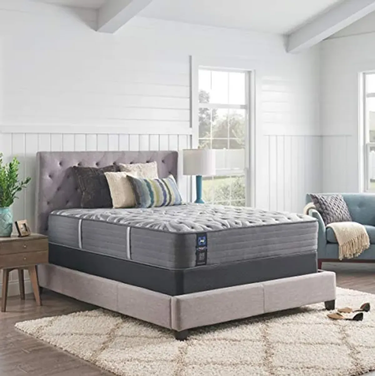 Sealy Posturepedic Plus, Tight Top 13 Medium Mattress with Surface-Guard and 5-Inch Foundation, California King, Grey