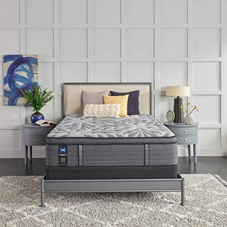 Sealy Posturepedic Plus, Euro Pillow Top 14 Plush Soft Mattress with Surface-Guard and 5-Inch Foundation, California King, Grey
