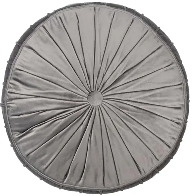Safavieh Clary Glam 18-inch Light Grey Velvet Round Floor Pillow, Gray