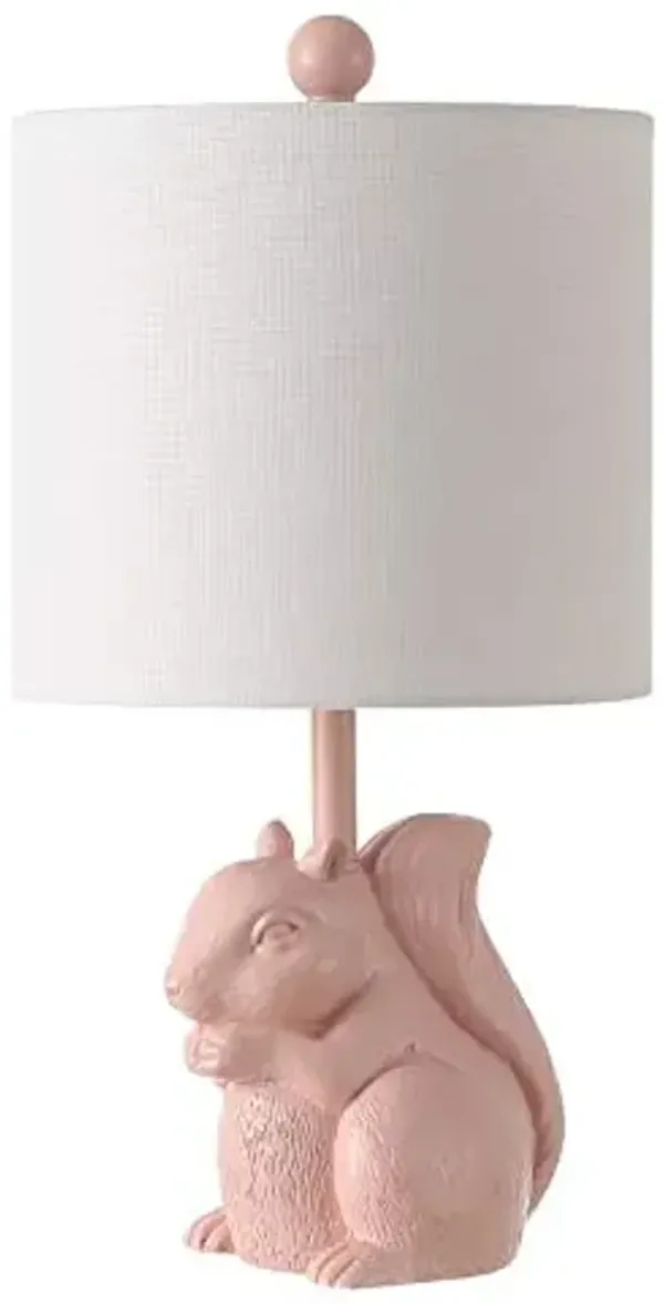 Safavieh Kids Lighting Collection Sunny Squirrel Pink Ceramic 18-inch Bedroom Living Room Home Office Desk Nightstand Table Lamp (LED Bulb Included)