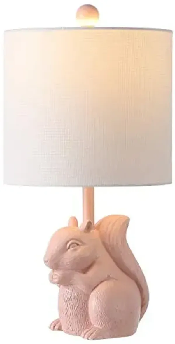 Safavieh Kids Lighting Collection Sunny Squirrel Pink Ceramic 18-inch Bedroom Living Room Home Office Desk Nightstand Table Lamp (LED Bulb Included)