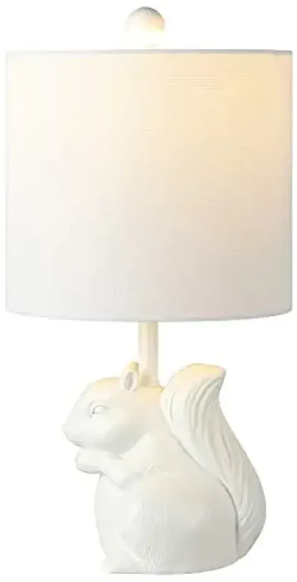 Safavieh Kids Lighting Collection Sunny Squirrel White Ceramic 18-inch Bedroom Living Room Home Office Desk Nightstand Table Lamp (LED Bulb Included)