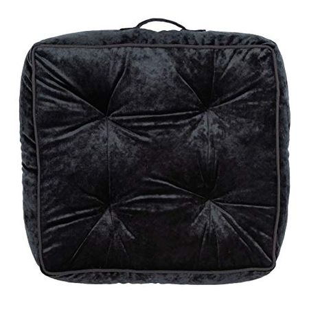 Safavieh Primrose Glam 18-inch Black Velvet Square Floor Pillow, 0