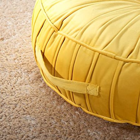 Safavieh Clary Glam 18-inch Mustard Yellow Velvet Round Floor Pillow, 0