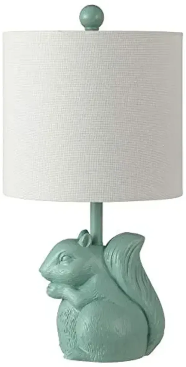 Safavieh Kids Lighting Collection Sunny Squirrel Seafoam Ceramic 18-inch Bedroom Living Room Home Office Desk Nightstand Table Lamp (LED Bulb Included)