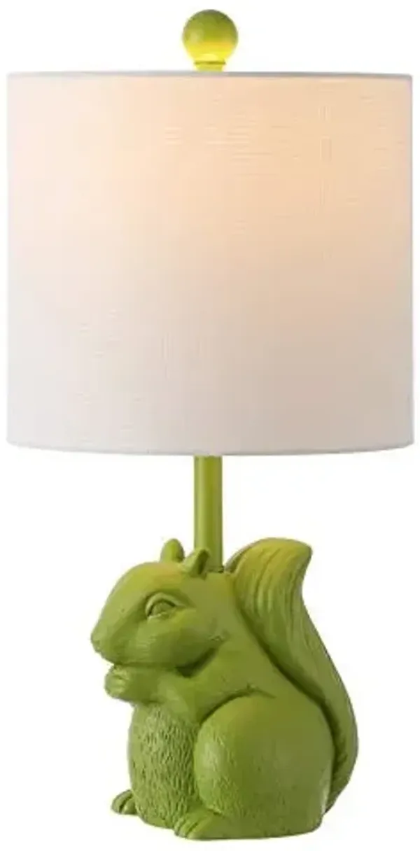 Safavieh Kids Lighting Collection Sunny Squirrel Green Ceramic 18-inch Bedroom Living Room Home Office Desk Nightstand Table Lamp (LED Bulb Included)