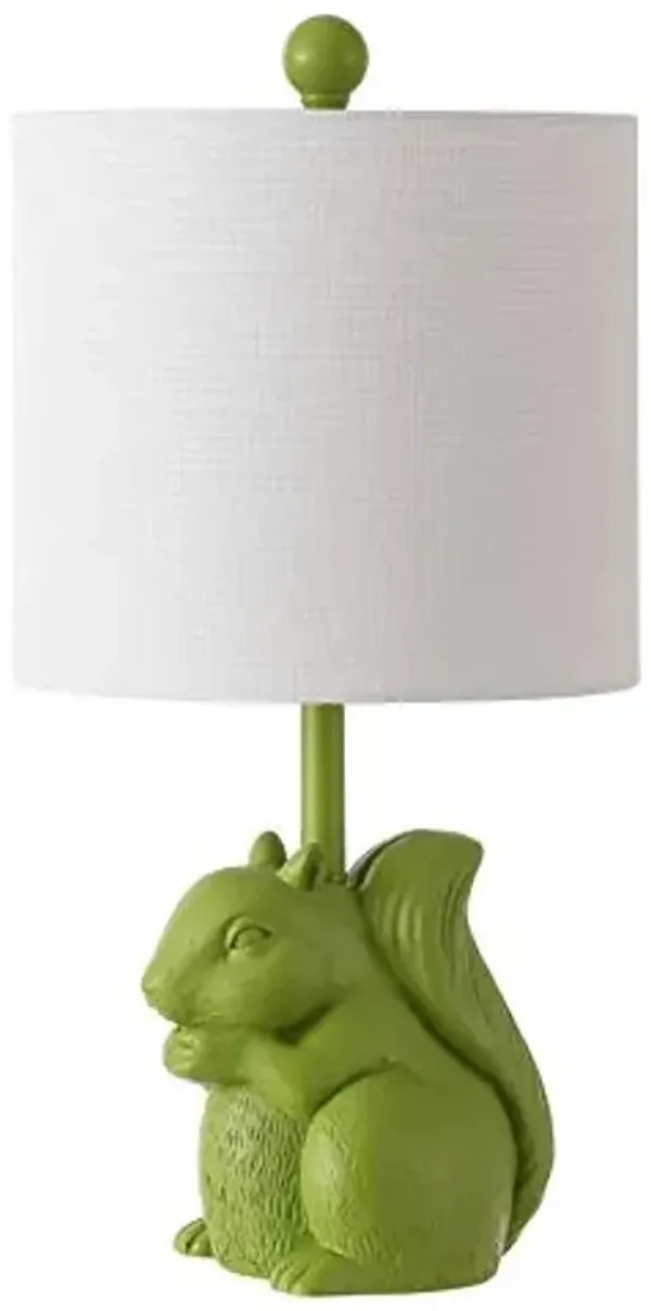 Safavieh Kids Lighting Collection Sunny Squirrel Green Ceramic 18-inch Bedroom Living Room Home Office Desk Nightstand Table Lamp (LED Bulb Included)