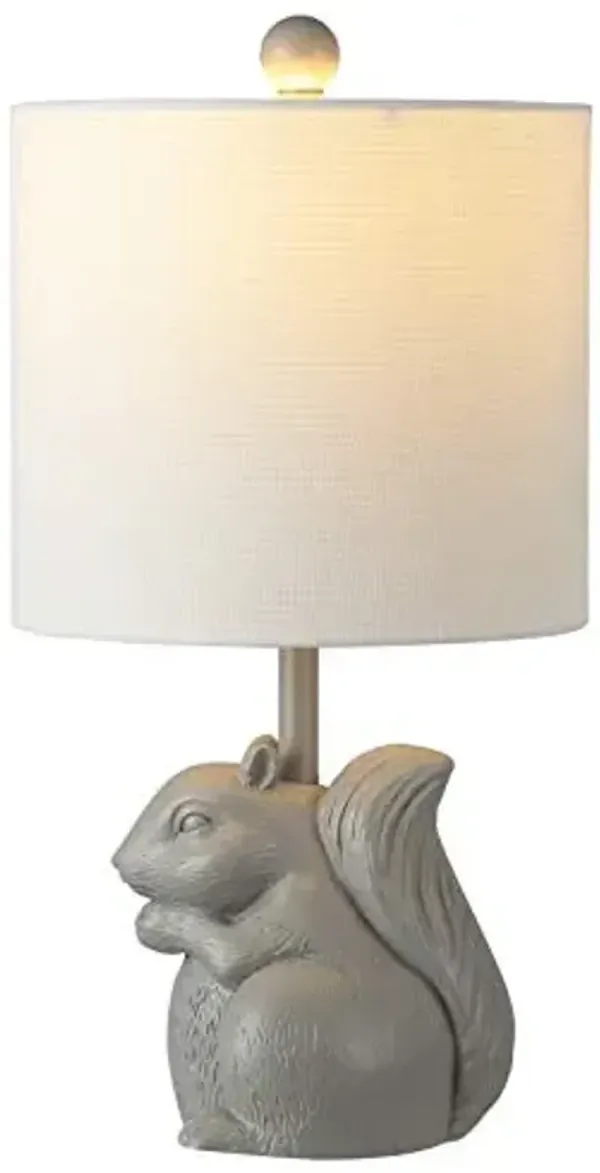 Safavieh Kids Lighting Collection Sunny Squirrel Grey Ceramic 18-inch Bedroom Living Room Home Office Desk Nightstand Table Lamp (LED Bulb Included)