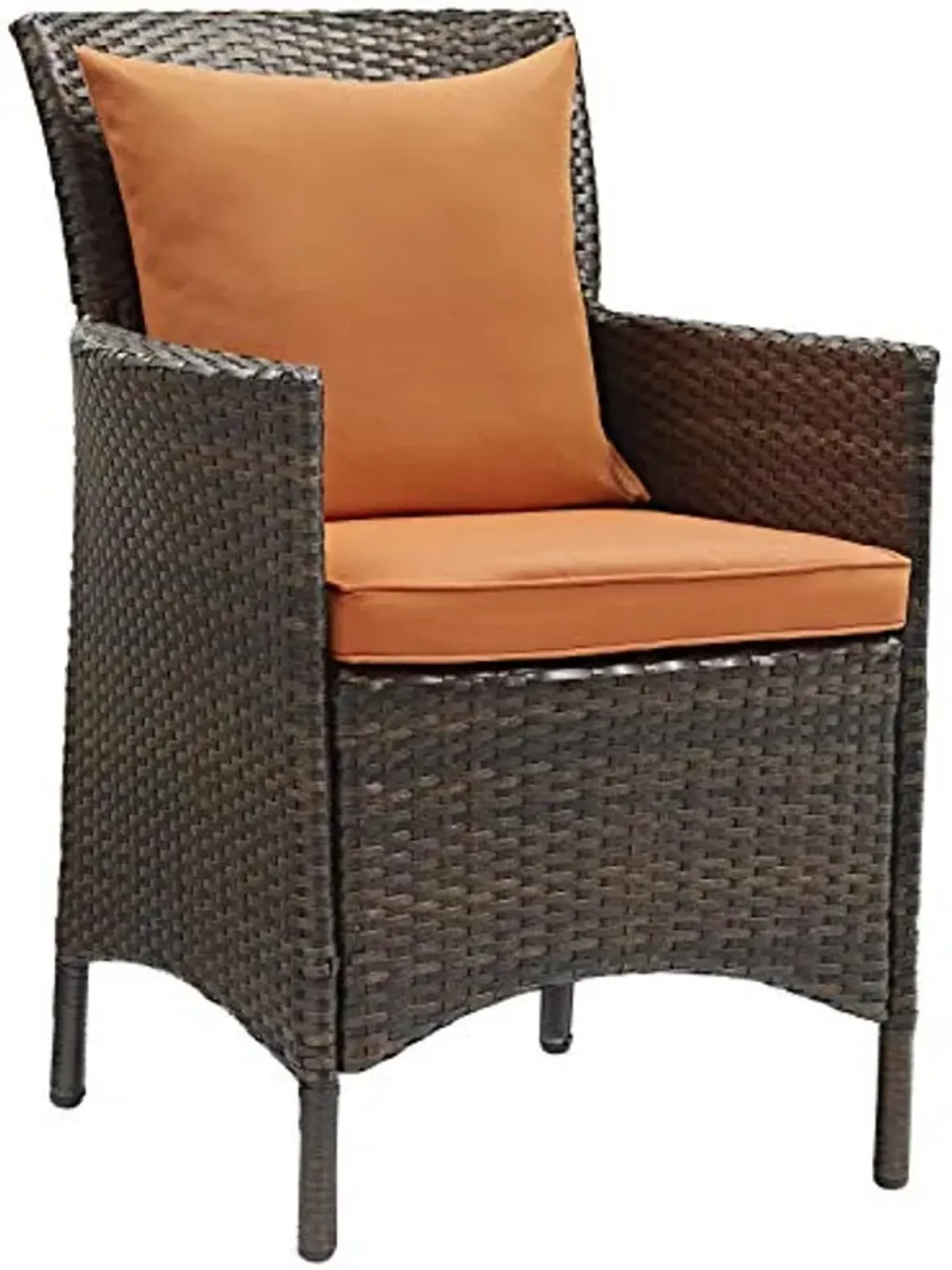 Modway EEI-4030-BRN-ORA Conduit Outdoor Patio Wicker Rattan Dining Armchair Set of 2, Brown Orange