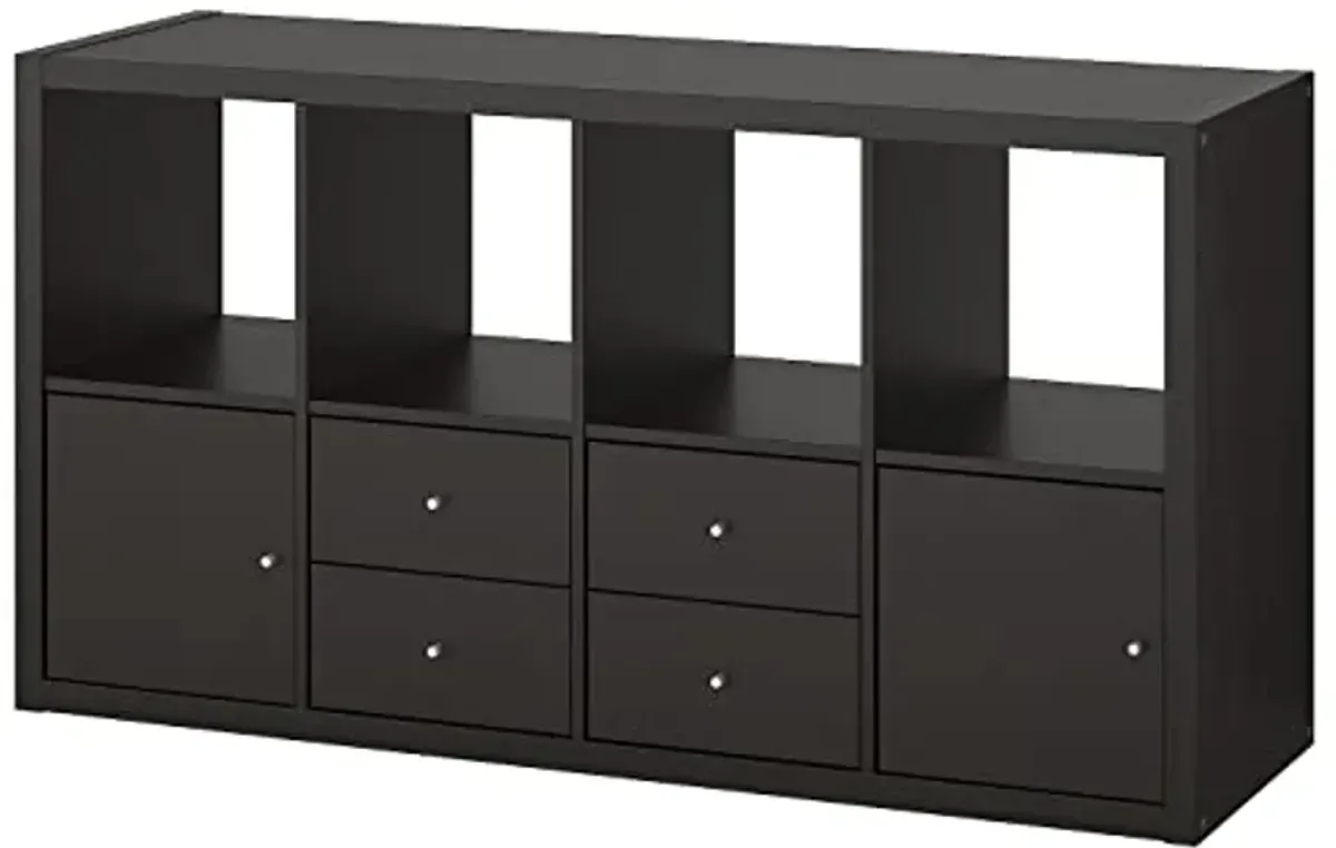 IKEA Kallax Shelf Unit with 4 Inserts Black-Brown 30 3/8x57 7/8 292.783.04