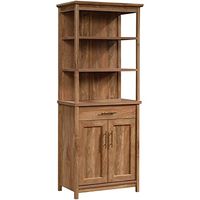 Sauder Coral Cape Wood Tall Bookcase with Doors in Sindoori Mango Brown