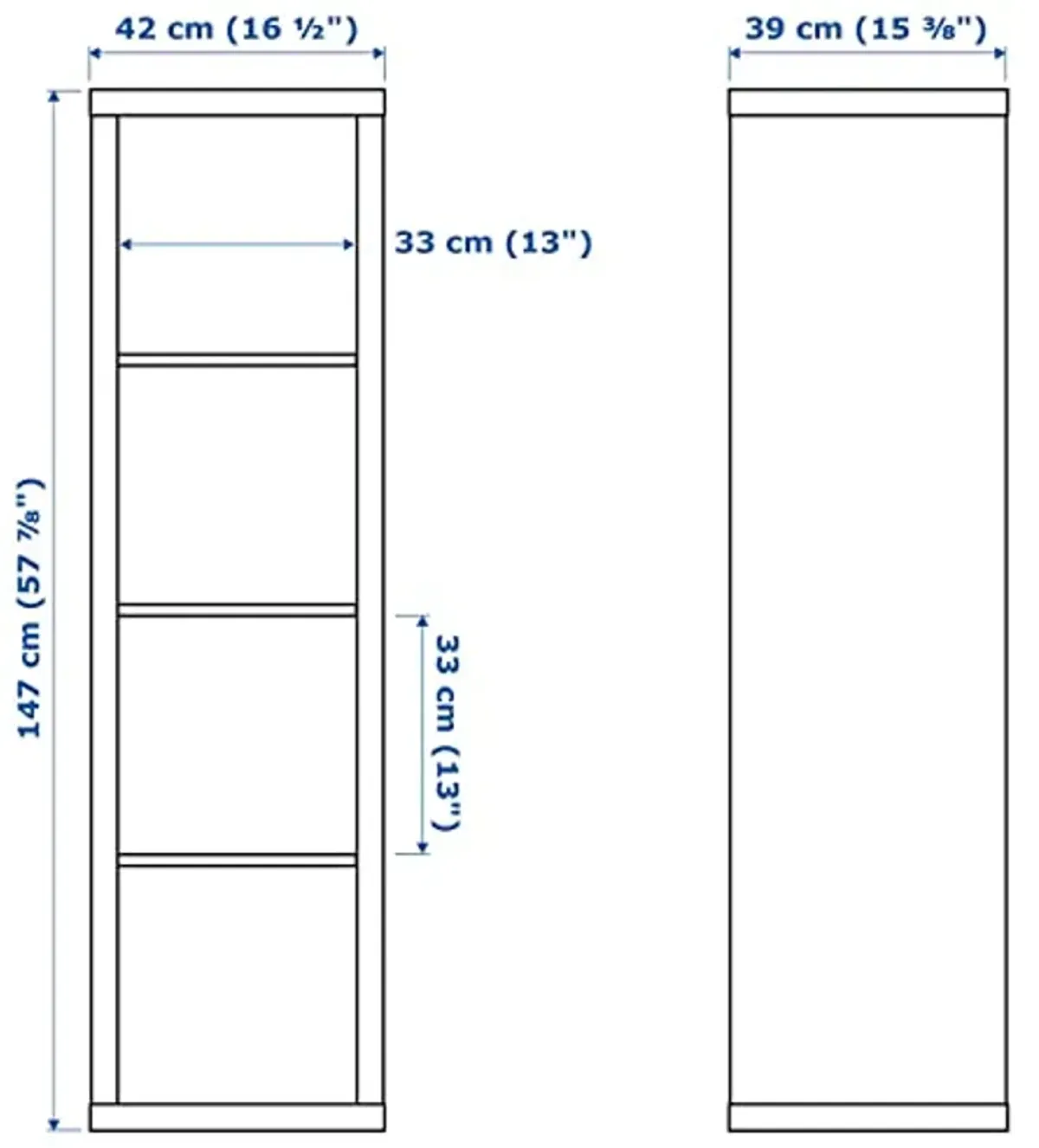 IKEA Kallax Shelf Unit with 2 Inserts Black-Brown 16 1/2x57 7/8 392.782.90