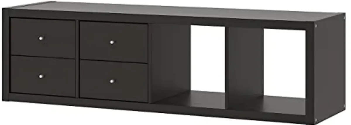 IKEA Kallax Shelf Unit with 2 Inserts Black-Brown 16 1/2x57 7/8 392.782.90