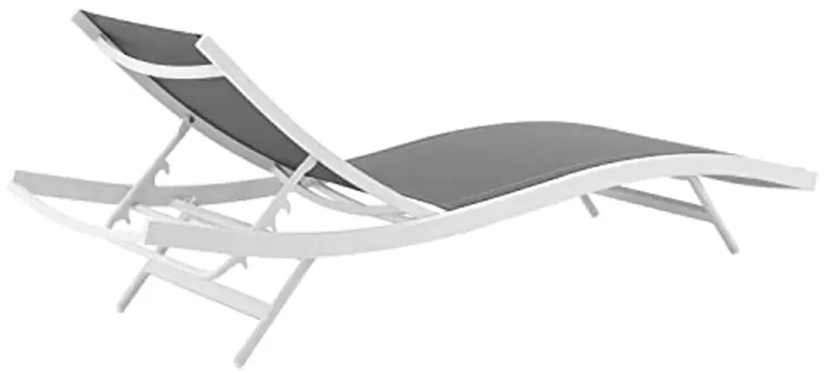 Modway Glimpse Outdoor Patio Mesh Chaise Lounge Set of 4 in White Gray