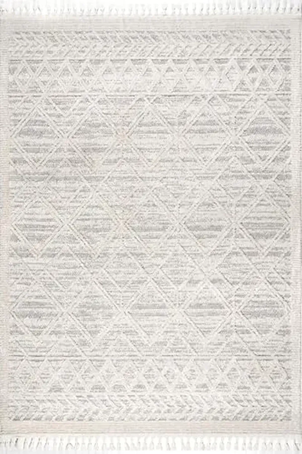 nuLOOM 7x9 Ansley Moroccan Tassel Area Rug, Light Grey, High-Low Textured Bohemian Design, Plush High Pile, Stain Resistant, For Bedroom, Living Room, Hallway, Entryway