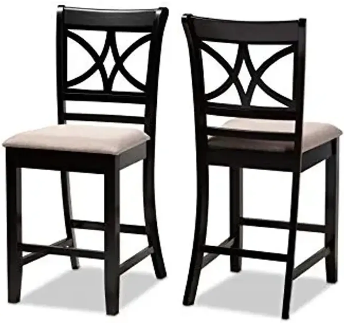 Baxton Studio Chandler Modern and Contemporary Sand Fabric Upholstered and Espresso Brown Finished Wood 2-Piece Counter Height Pub Chair Set