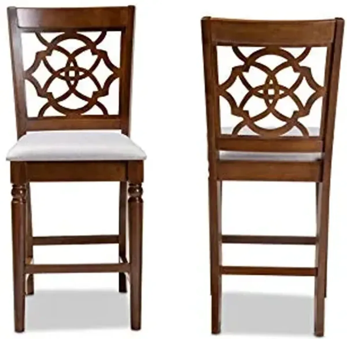 Baxton Studio Set of 2 166-9890-AMZ Counter Stools, Grey/Walnut Brown