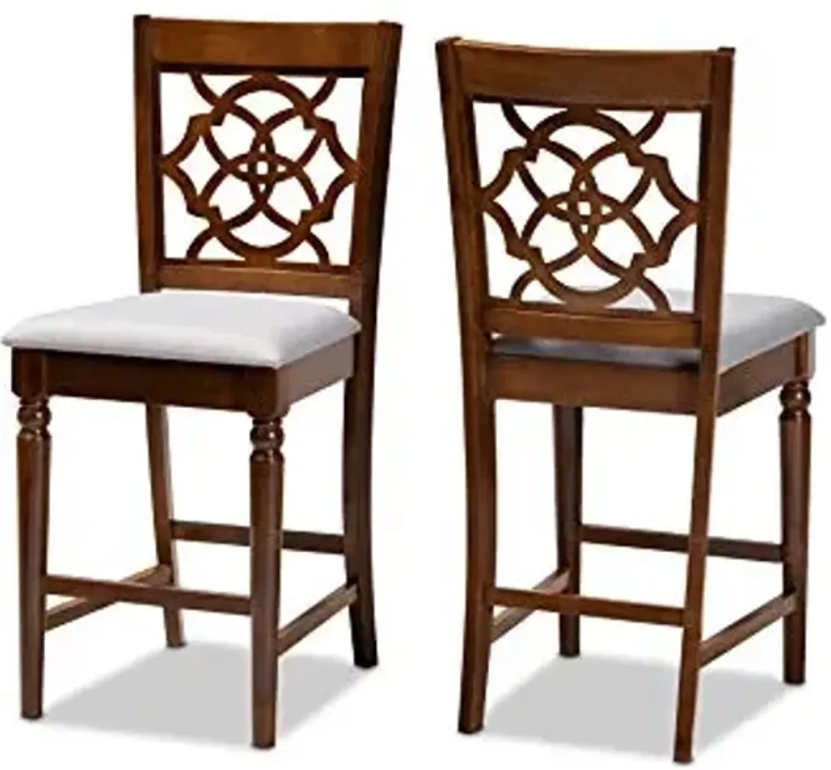 Baxton Studio Set of 2 166-9890-AMZ Counter Stools, Grey/Walnut Brown