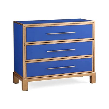 Bassett Mirror Company Fenwick Wood Hall Chest in Royal Blue and Gold