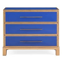 Bassett Mirror Company Fenwick Wood Hall Chest in Royal Blue and Gold