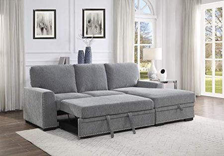 Lexicon Winona Sectional Sofa with Right Side Chaise, Gray