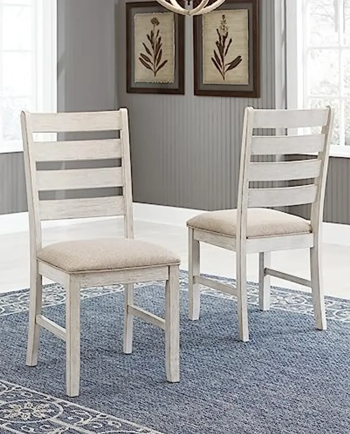 Signature Design by Ashley Skempton Modern Farmhouse Dining Room Chair, 2 Count, Whitewash