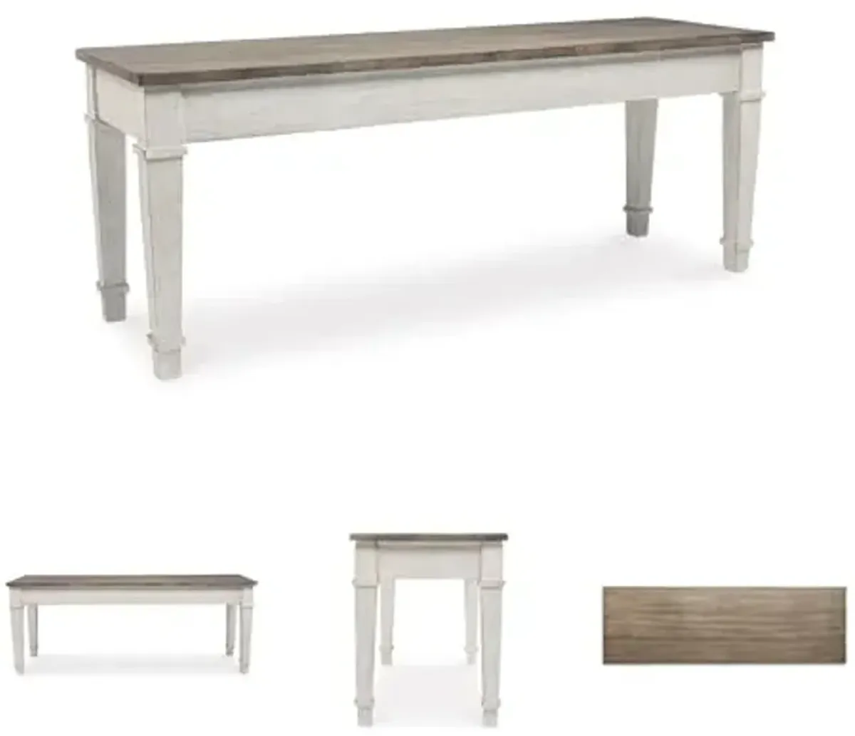 Signature Design by Ashley Skempton Farmhouse Storage Bench, Distressed Finish, Seat With Hidden Storage, Wood, 48" W x 15" D x 18.5" H, White & Light Brown