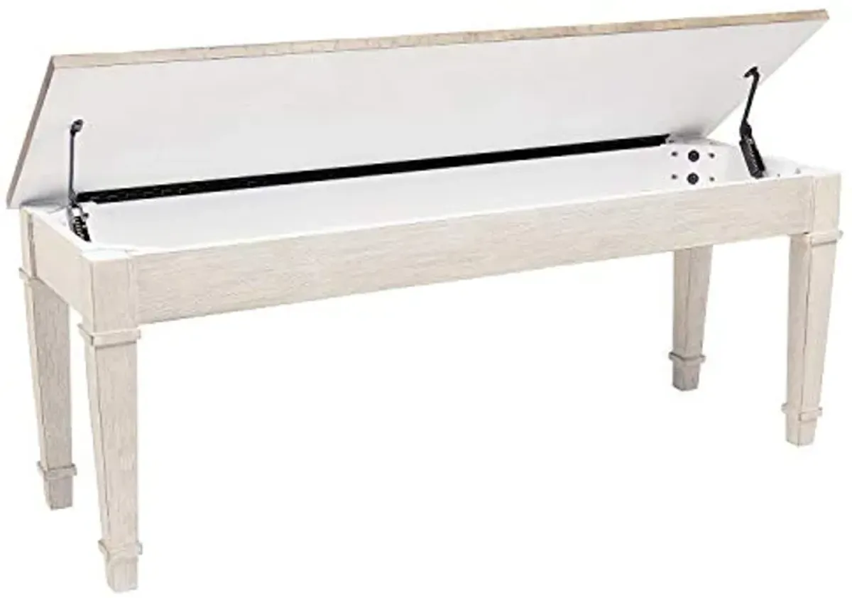 Signature Design by Ashley Skempton Farmhouse Storage Bench, White & Light Brown