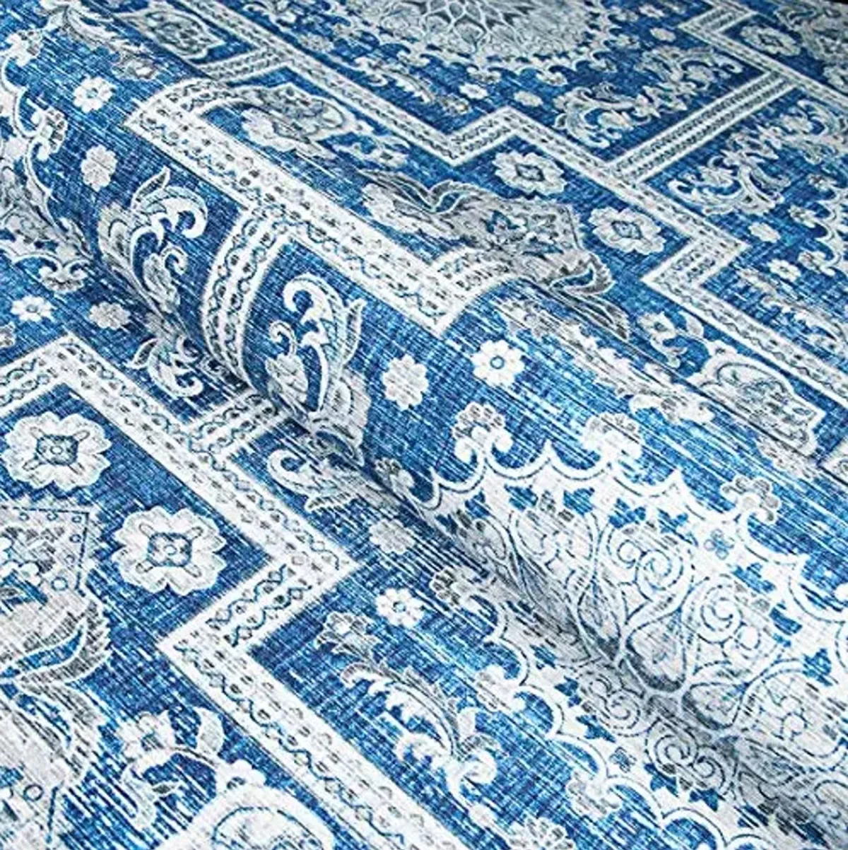Couristan Pasha Indoor Area Rug – 8' x 10' in Sapphire, Durable Digitally Printed Floral Design Rug – Living Room, Bedroom or Dining Home Decor