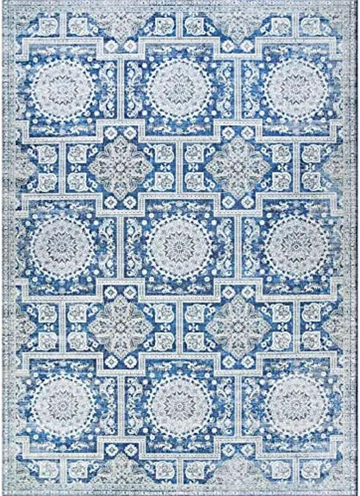 Couristan Pasha Indoor Area Rug – 8' x 10' in Sapphire, Durable Digitally Printed Floral Design Rug – Living Room, Bedroom or Dining Home Decor