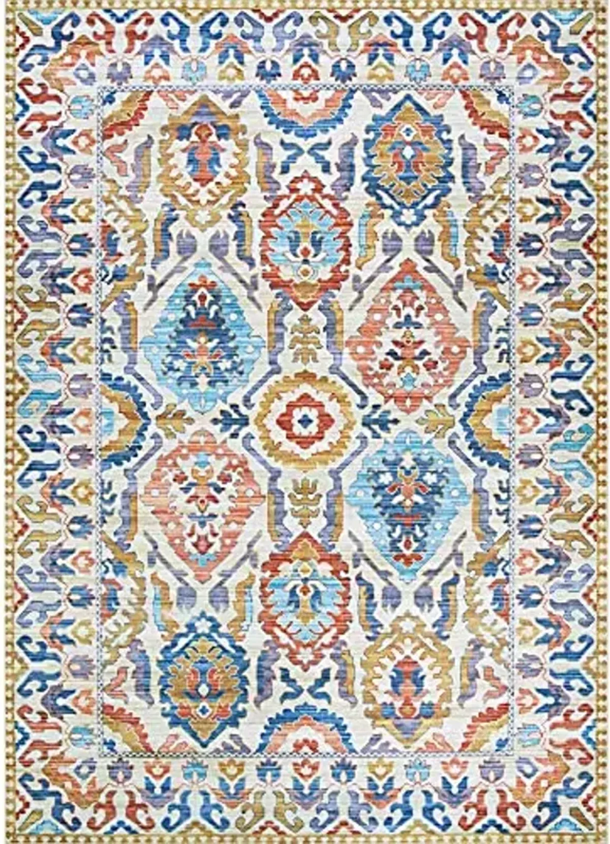 Couristan Pasha Indoor Area Rug – 5' x 8' in Ivory, Durable Digitally Printed Floral Design Rug – Living Room, Bedroom or Dining Home Decor