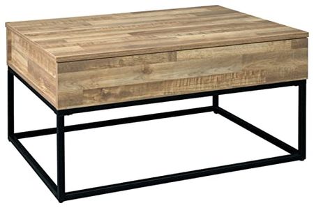 Signature Design by Ashley Gerdanet Rustic Rectangular Lift Top Coffee Table with Storage, Brown & Black