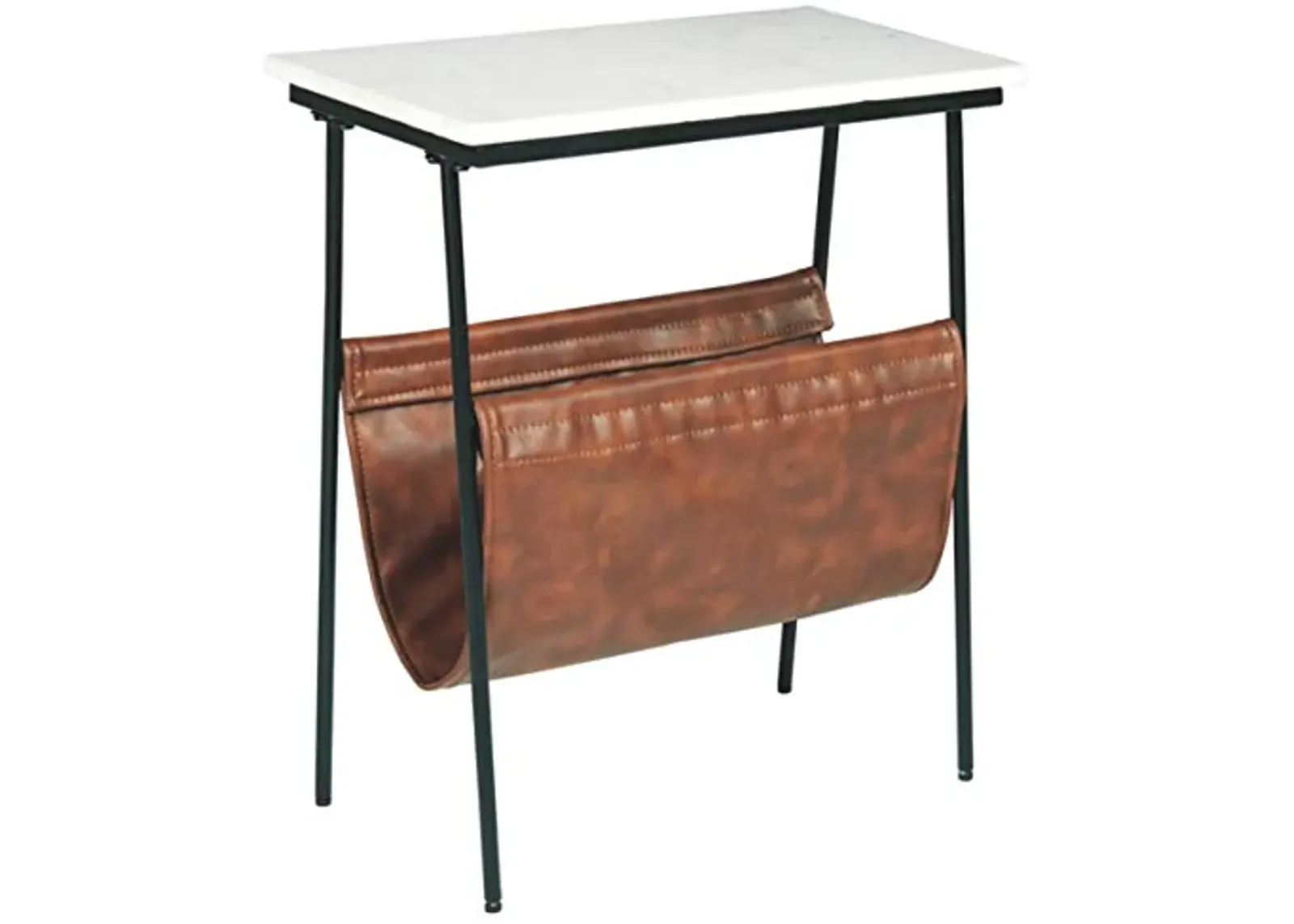 Signature Design by Ashley Etanbury Modern Chic Marble Top Accent Table, White & Black