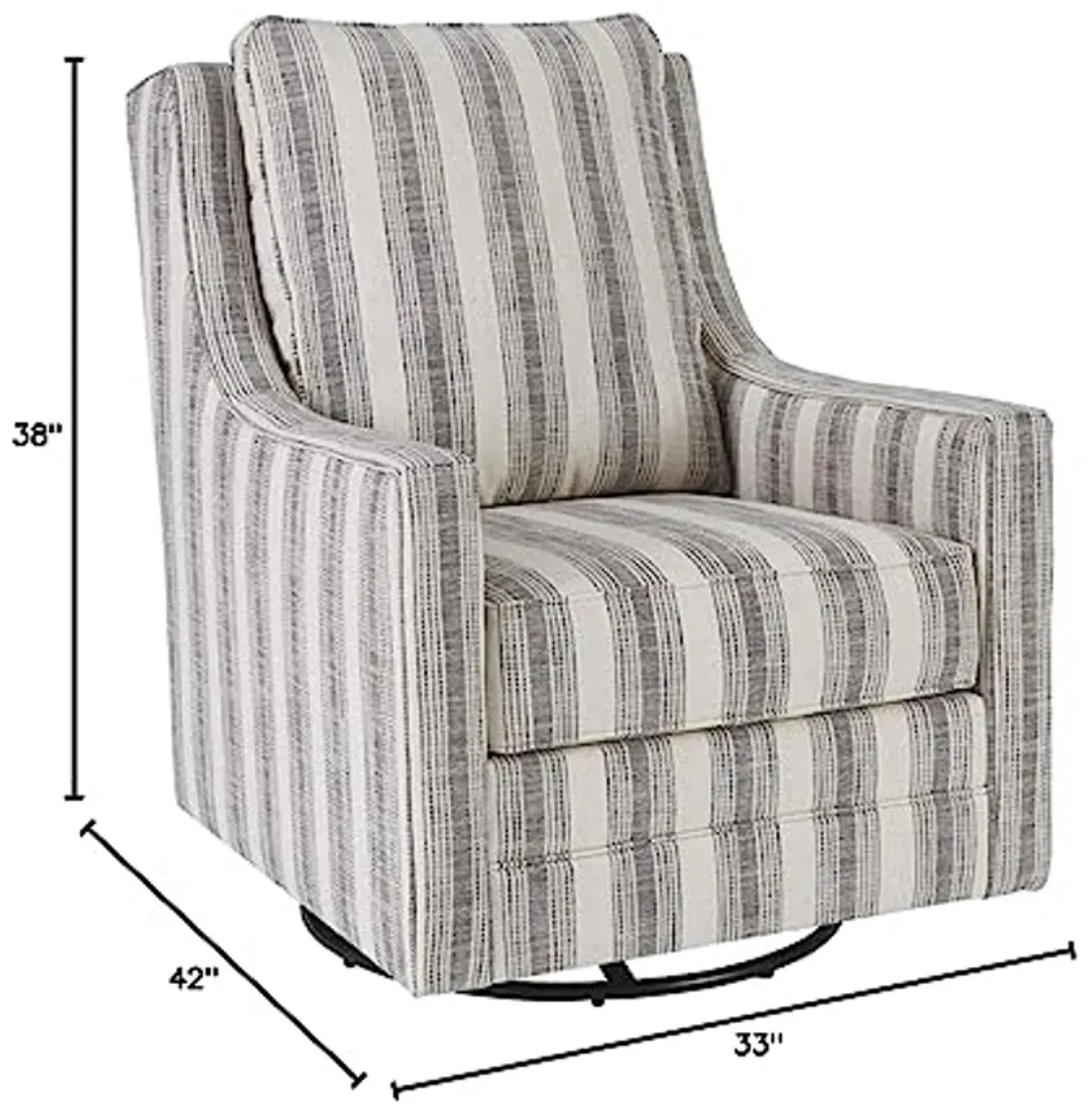 Signature Design by Ashley Kambria Striped Upholstered Swivel Accent Glider Chair, Ivory & Black