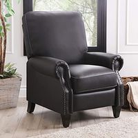 Abbyson Living Contemporary Bonded Leather Manual Pushback Recliner Armchair, Black