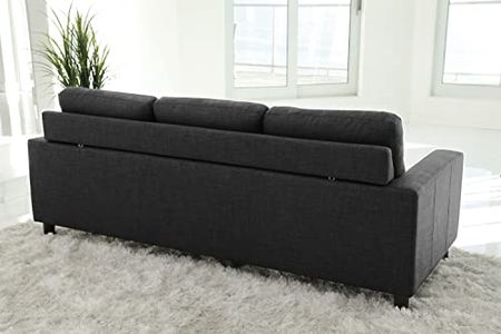 Abbyson Living Berkeley Fabric Reversible Sectional and Ottoman, Charcoal Gray