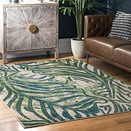 nuLOOM Cali Abstract Leaves Runner Rug, 2' x 6', Green